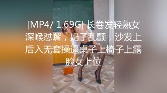 [MP4/ 1.69G] 长卷发轻熟女深喉怼嘴，奶子乱颤，沙发上后入无套操逼桌子上椅子上露脸女上位