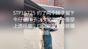 STP15725 约了两个妹子留下牛仔裙妹子，沙发调情一番穿上透视装，口交摸逼上位骑乘抽插